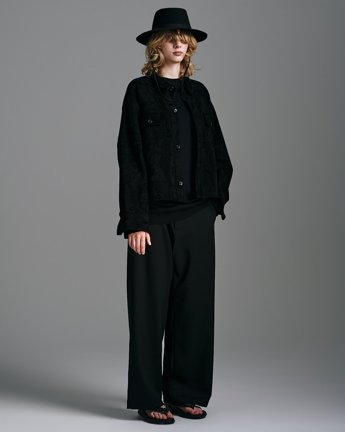 GOAT SUEDE CPO JACKET, BLACK