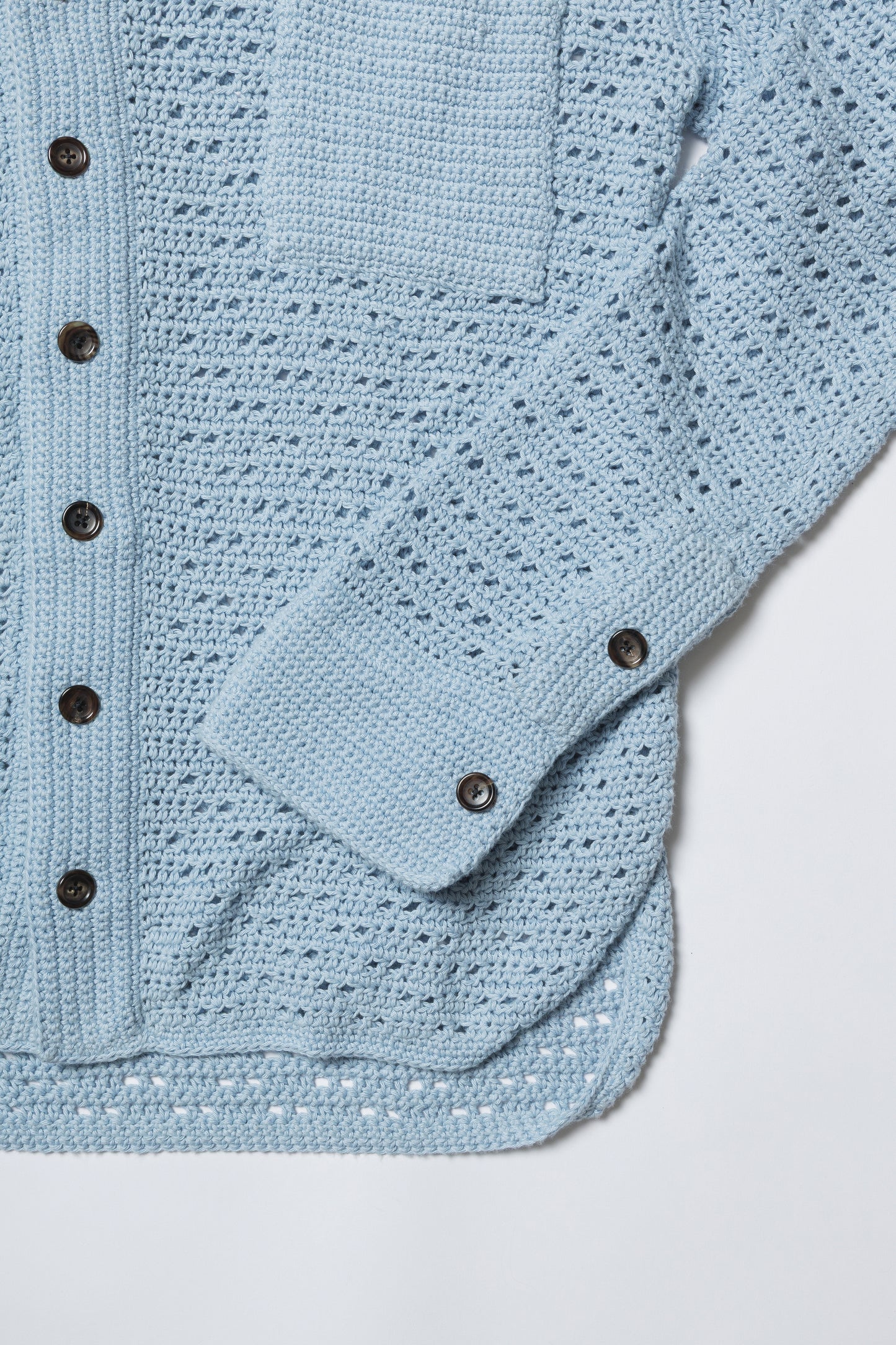 HAND KNITTING MESH SHIRT, STEEL BLUE