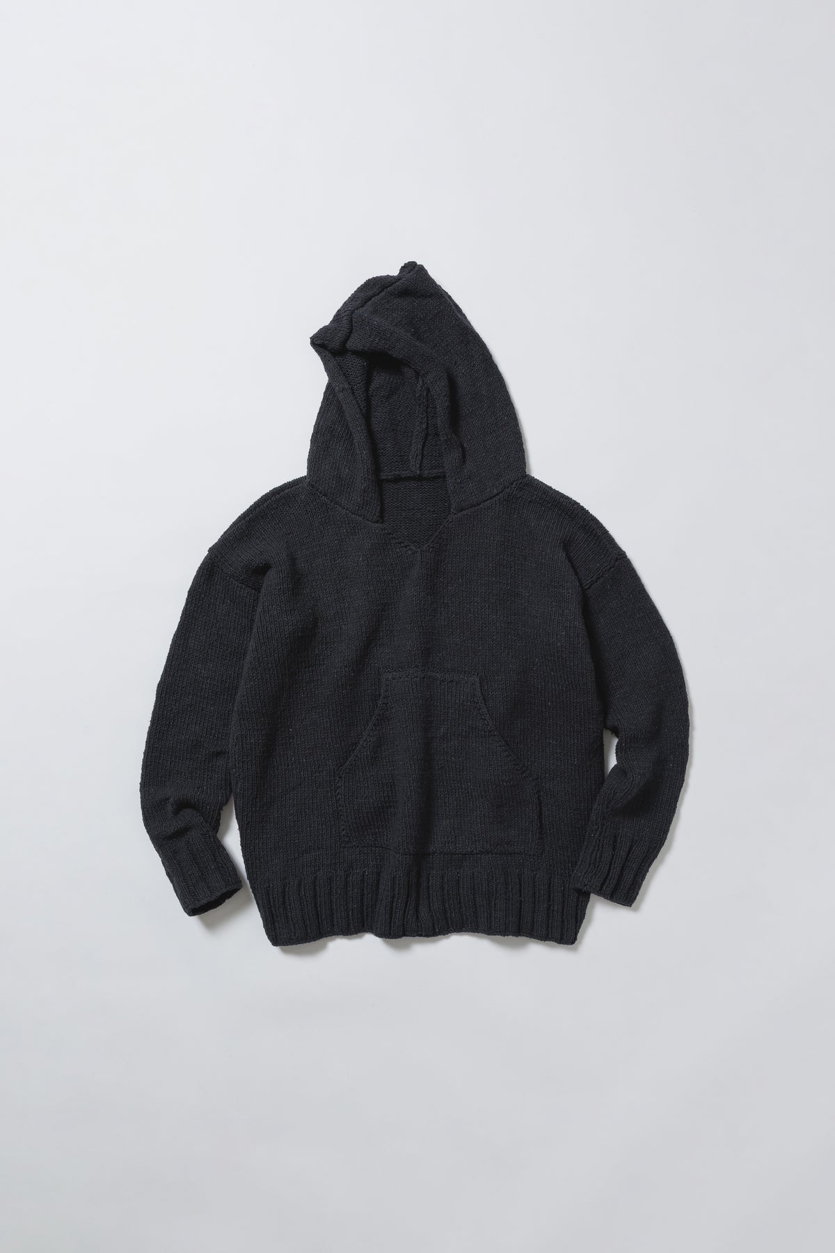 HUNDSPUN KNIT HOODIE, BLACK