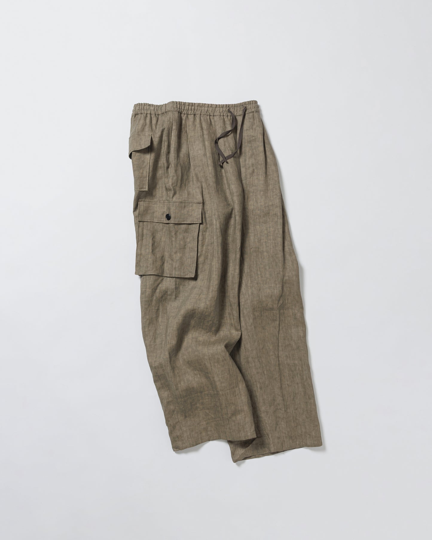 SUMI LINEN WIDE EASY CARGO PANTS, KHAKI