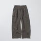 SUMI LINEN WIDE EASY CARGO PANTS, CHARCOAL GRAY