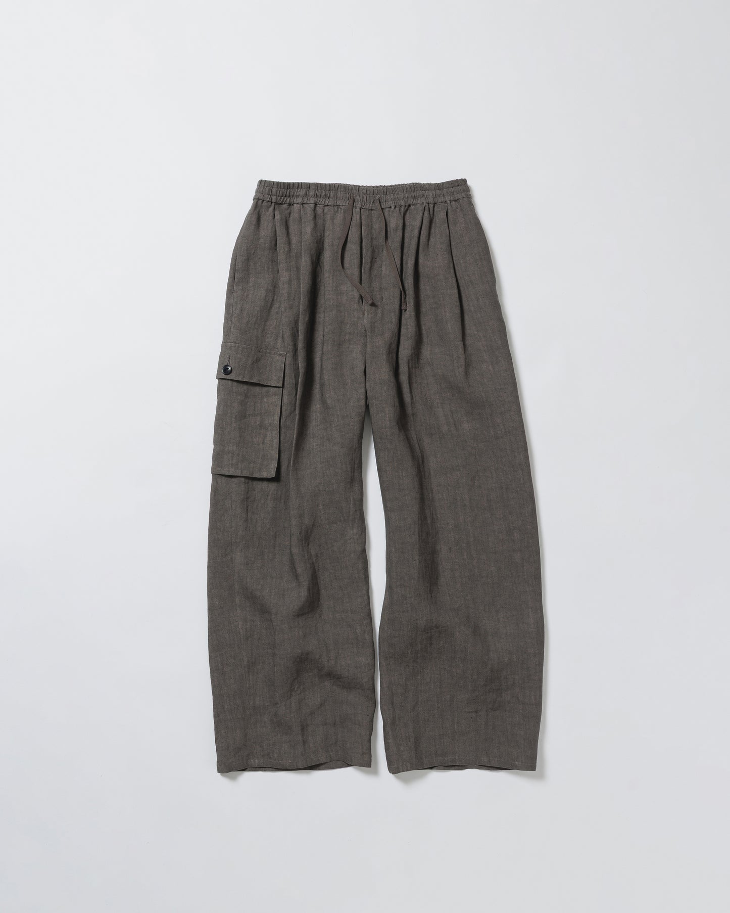 SUMI LINEN WIDE EASY CARGO PANTS, CHARCOAL GRAY