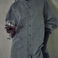 KHADIxLINEN REGULAR COLLER SHIRT, GRAY