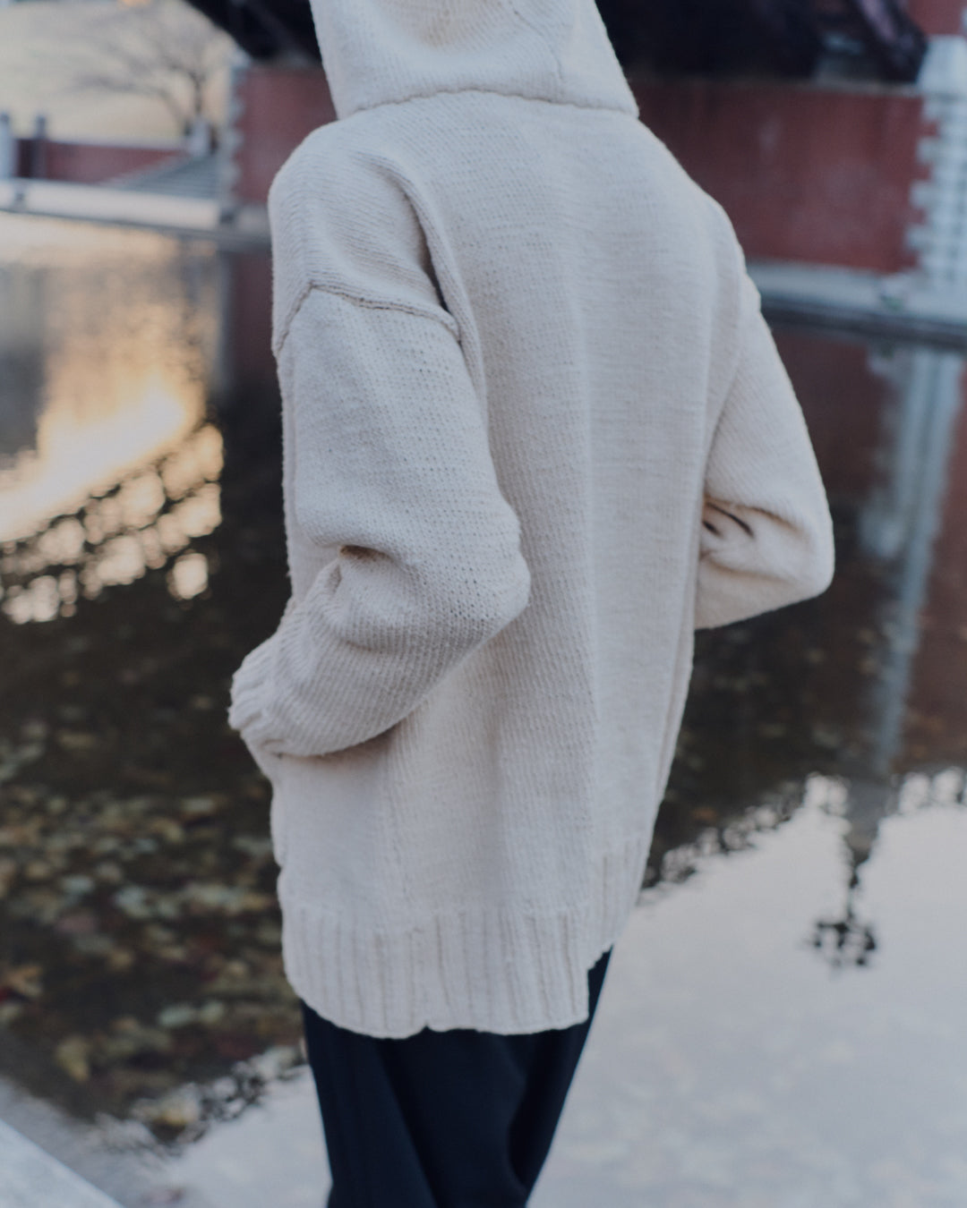 HUNDSPUN KNIT HOODIE, BLACK