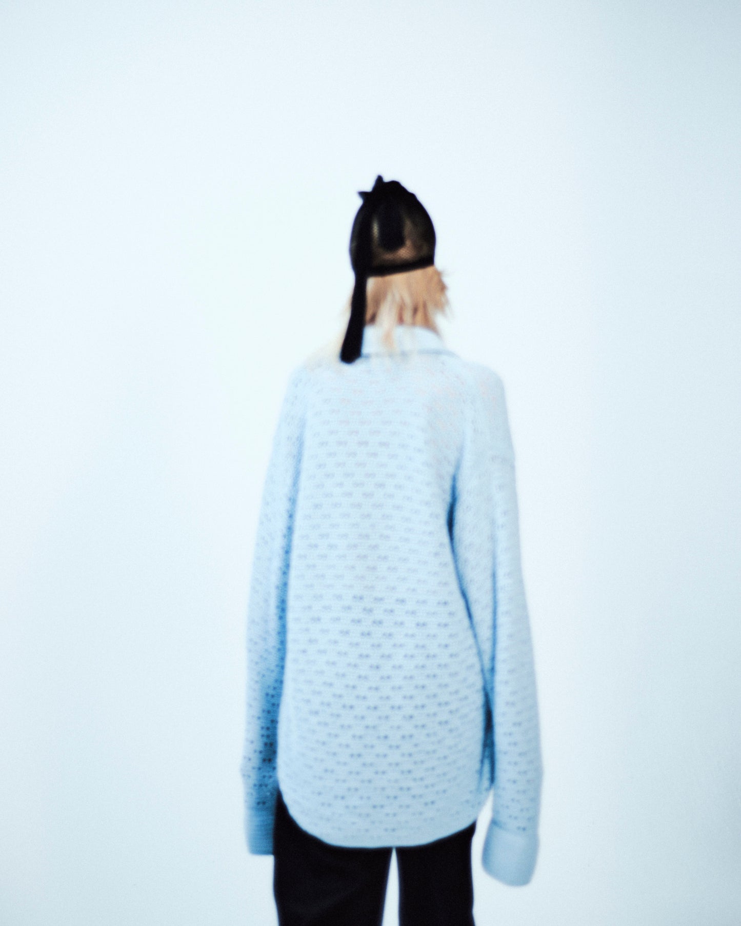 HAND KNITTING MESH SHIRT, STEEL BLUE