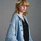 HAND KNITTING MESH SHIRT, STEEL BLUE