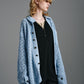 HAND KNITTING MESH SHIRT, STEEL BLUE