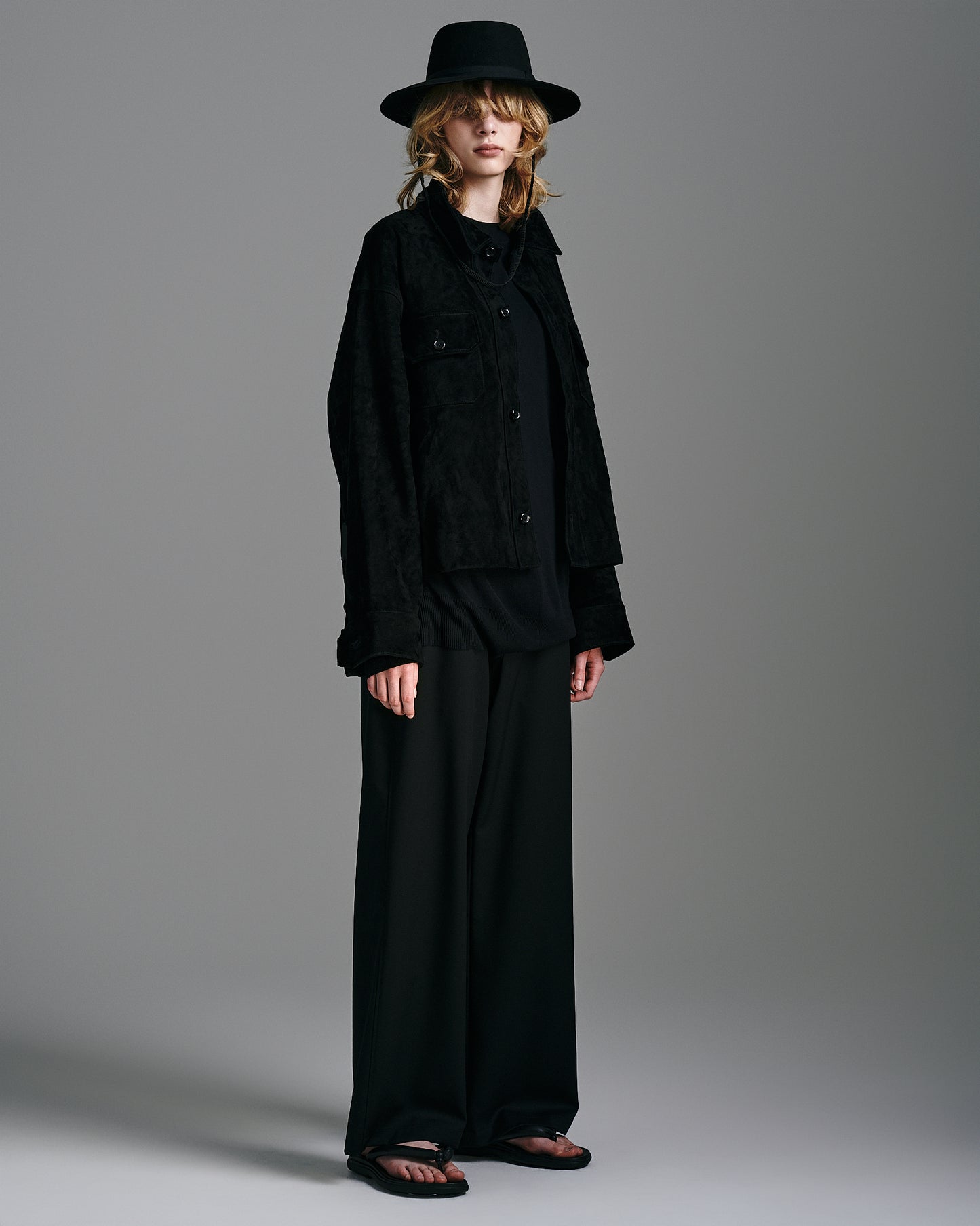GOAT SUEDE CPO JACKET, BLACK